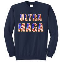 Ultra MAGA USA Gold Flag Font Trump 2024 Anti Biden Tall Sweatshirt