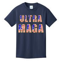 Ultra MAGA USA Gold Flag Font Trump 2024 Anti Biden Kids T-Shirt