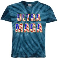 Ultra MAGA USA Gold Flag Font Trump 2024 Anti Biden Kids Tie-Dye T-Shirt