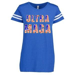 Ultra MAGA USA Gold Flag Font Trump 2024 Anti Biden Enza Ladies Jersey Football T-Shirt