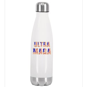 Ultra MAGA USA Gold Flag Font Trump 2024 Anti Biden Stainless Steel Insulated Water Bottle