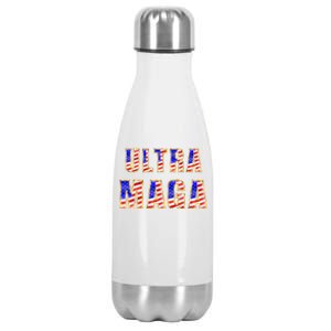 Ultra MAGA USA Gold Flag Font Trump 2024 Anti Biden Stainless Steel Insulated Water Bottle