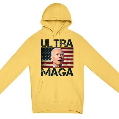 Ultra Maga Usa Flag Joe Biden Funny Premium Pullover Hoodie