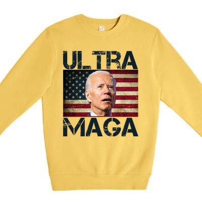 Ultra Maga Usa Flag Joe Biden Funny Premium Crewneck Sweatshirt