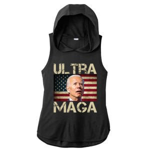 Ultra Maga Usa Flag Joe Biden Funny Ladies PosiCharge Tri-Blend Wicking Draft Hoodie Tank