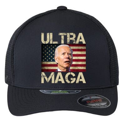 Ultra Maga Usa Flag Joe Biden Funny Flexfit Unipanel Trucker Cap