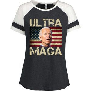 Ultra Maga Usa Flag Joe Biden Funny Enza Ladies Jersey Colorblock Tee