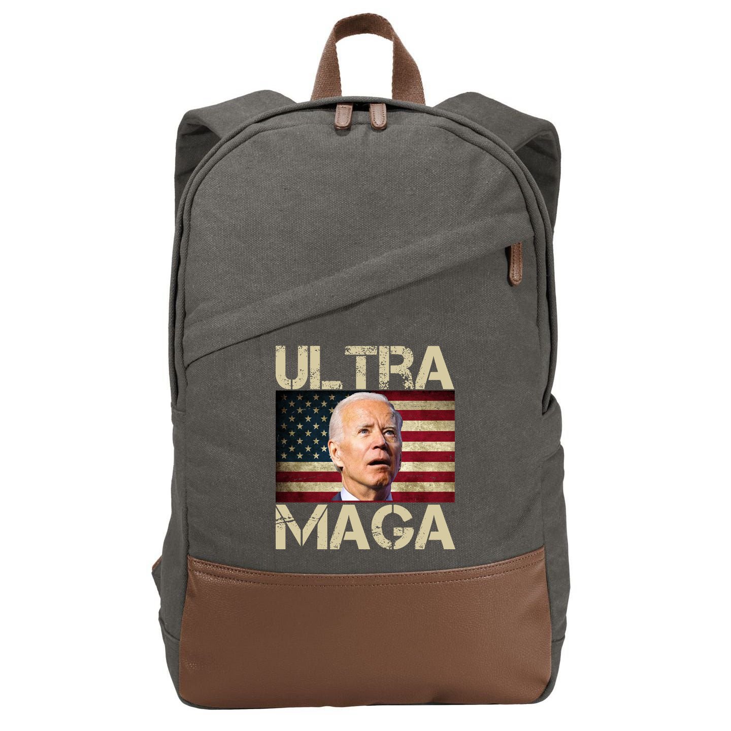 Ultra Maga Usa Flag Joe Biden Funny Cotton Canvas Backpack