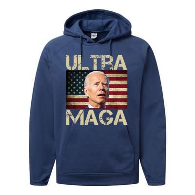 Ultra Maga Usa Flag Joe Biden Funny Performance Fleece Hoodie