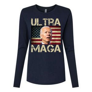 Ultra Maga Usa Flag Joe Biden Funny Womens Cotton Relaxed Long Sleeve T-Shirt