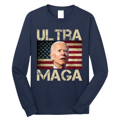 Ultra Maga Usa Flag Joe Biden Funny Long Sleeve Shirt