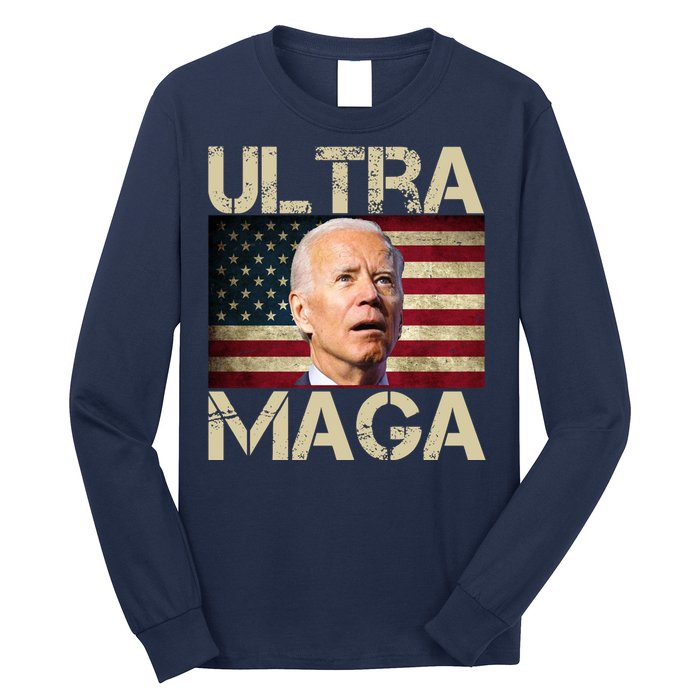 Ultra Maga Usa Flag Joe Biden Funny Long Sleeve Shirt