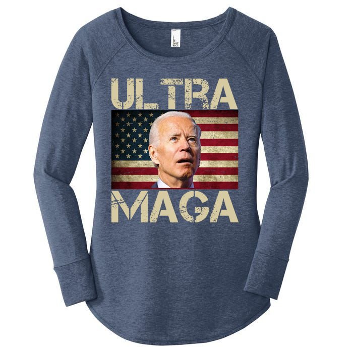 Ultra Maga Usa Flag Joe Biden Funny Women's Perfect Tri Tunic Long Sleeve Shirt