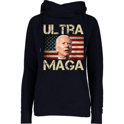 Ultra Maga Usa Flag Joe Biden Funny Womens Funnel Neck Pullover Hood