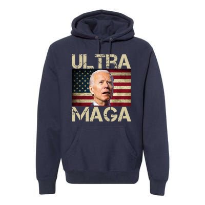 Ultra Maga Usa Flag Joe Biden Funny Premium Hoodie