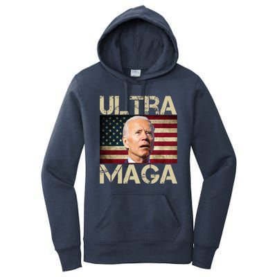 Ultra Maga Usa Flag Joe Biden Funny Women's Pullover Hoodie