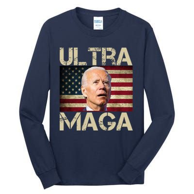 Ultra Maga Usa Flag Joe Biden Funny Tall Long Sleeve T-Shirt