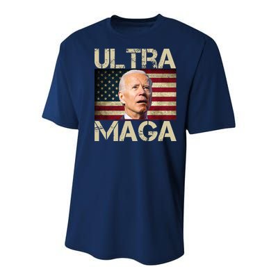 Ultra Maga Usa Flag Joe Biden Funny Youth Performance Sprint T-Shirt