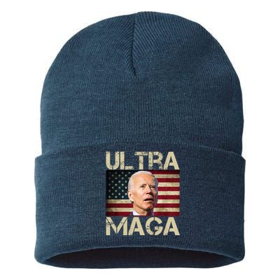 Ultra Maga Usa Flag Joe Biden Funny Sustainable Knit Beanie