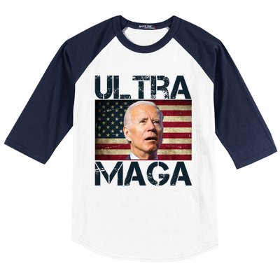 Ultra Maga Usa Flag Joe Biden Funny Baseball Sleeve Shirt