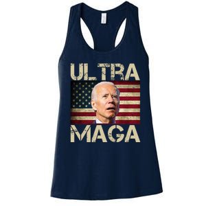 Ultra Maga Usa Flag Joe Biden Funny Women's Racerback Tank