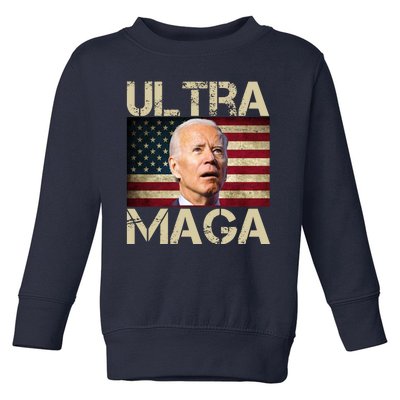 Ultra Maga Usa Flag Joe Biden Funny Toddler Sweatshirt