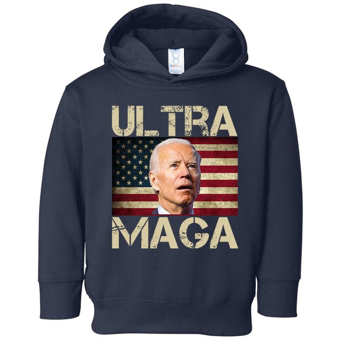 Ultra Maga Usa Flag Joe Biden Funny Toddler Hoodie