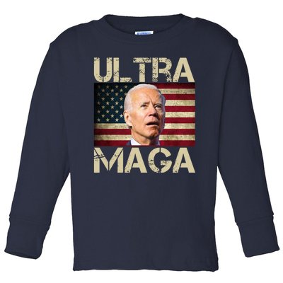 Ultra Maga Usa Flag Joe Biden Funny Toddler Long Sleeve Shirt