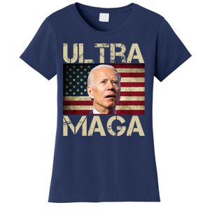 Ultra Maga Usa Flag Joe Biden Funny Women's T-Shirt