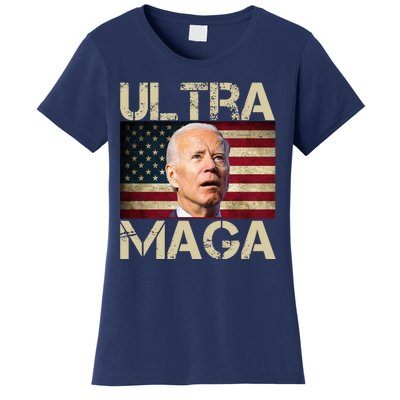 Ultra Maga Usa Flag Joe Biden Funny Women's T-Shirt