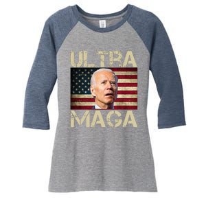 Ultra Maga Usa Flag Joe Biden Funny Women's Tri-Blend 3/4-Sleeve Raglan Shirt