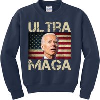 Ultra Maga Usa Flag Joe Biden Funny Kids Sweatshirt