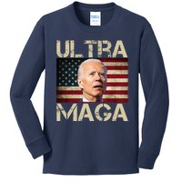 Ultra Maga Usa Flag Joe Biden Funny Kids Long Sleeve Shirt