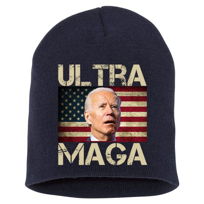 Ultra Maga Usa Flag Joe Biden Funny Short Acrylic Beanie