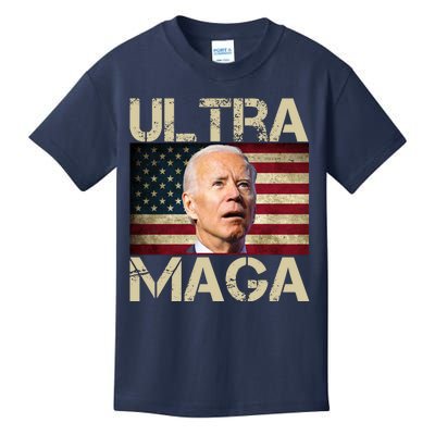 Ultra Maga Usa Flag Joe Biden Funny Kids T-Shirt