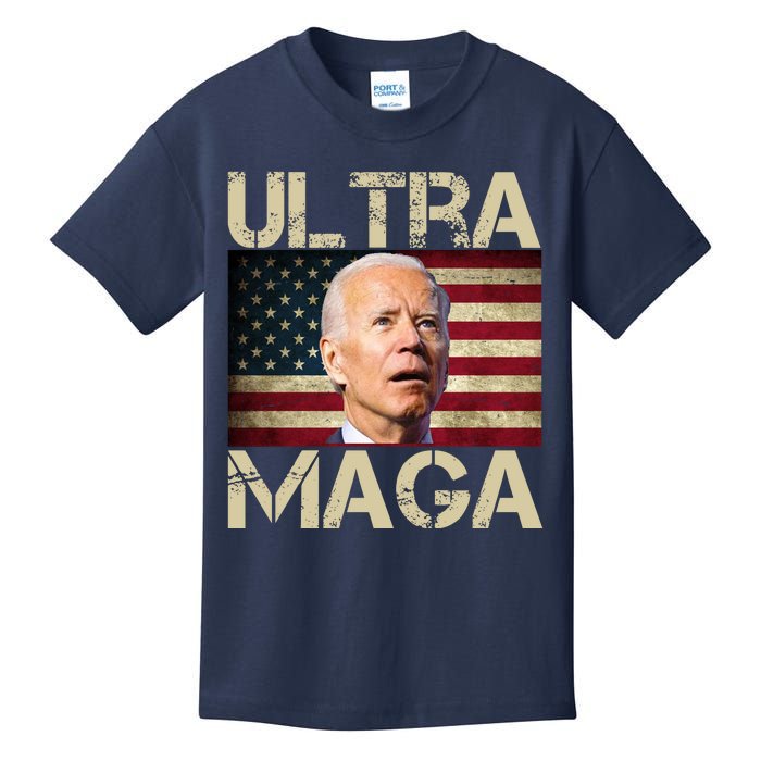 Ultra Maga Usa Flag Joe Biden Funny Kids T-Shirt