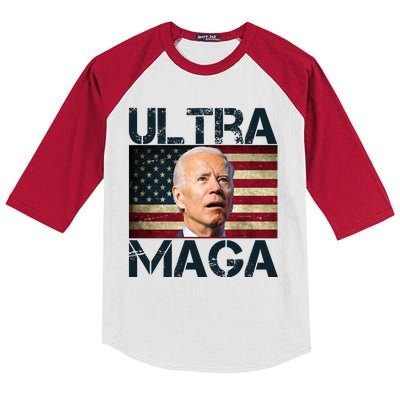 Ultra Maga Usa Flag Joe Biden Funny Kids Colorblock Raglan Jersey