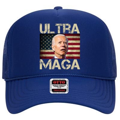 Ultra Maga Usa Flag Joe Biden Funny High Crown Mesh Back Trucker Hat