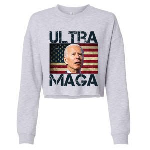 Ultra Maga Usa Flag Joe Biden Funny Cropped Pullover Crew