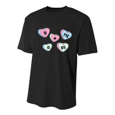 U + Me = Us Valentines Day Candy Gift Youth Performance Sprint T-Shirt