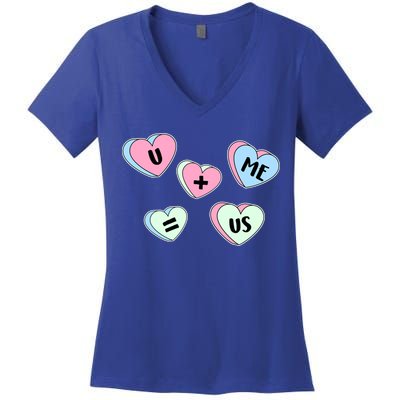 U + Me = Us Valentines Day Candy Gift Women's V-Neck T-Shirt
