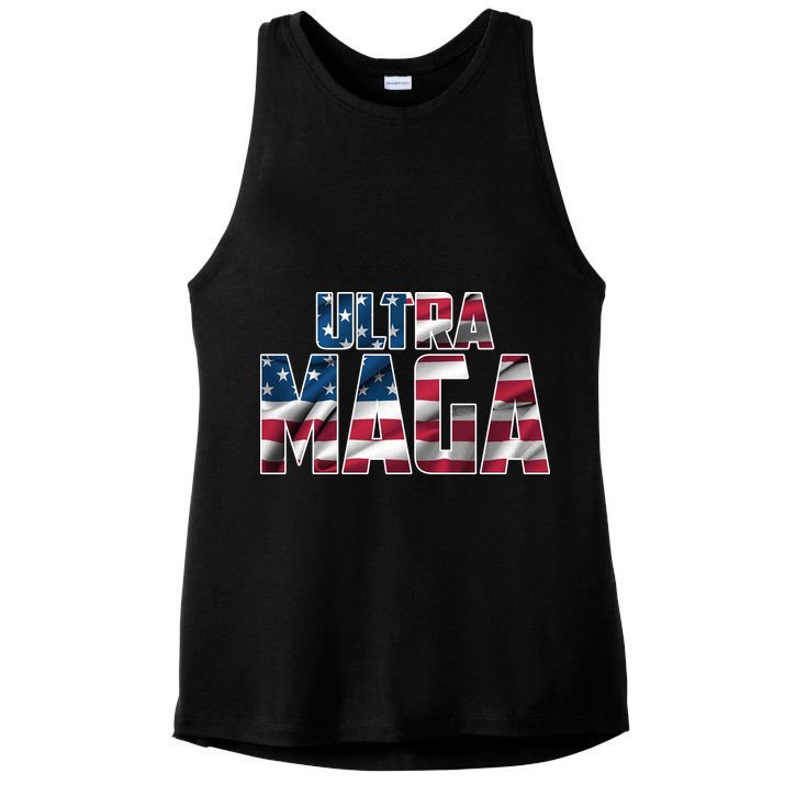 Ultra Maga USA Logo Ladies PosiCharge Tri-Blend Wicking Tank
