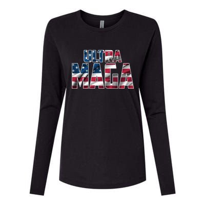 Ultra Maga USA Logo Womens Cotton Relaxed Long Sleeve T-Shirt