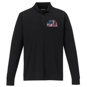 Ultra Maga USA Logo Performance Long Sleeve Polo