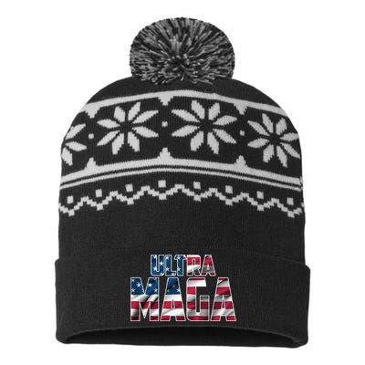 Ultra Maga USA Logo USA-Made Snowflake Beanie