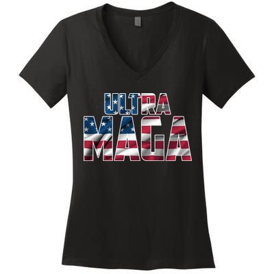 Ultra Maga USA Logo Women's V-Neck T-Shirt