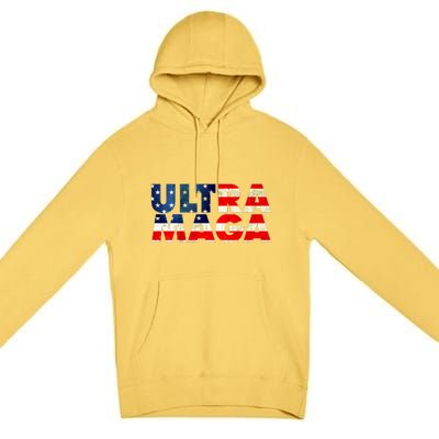 Ultra Maga USA American Flag Premium Pullover Hoodie