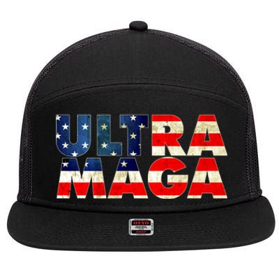 Ultra Maga USA American Flag 7 Panel Mesh Trucker Snapback Hat