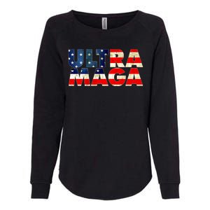 Ultra Maga USA American Flag Womens California Wash Sweatshirt