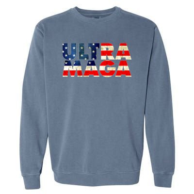 Ultra Maga USA American Flag Garment-Dyed Sweatshirt